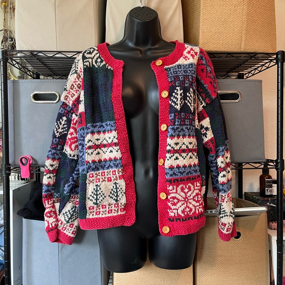 Talbots Bright Red Knit Sweater Cuff